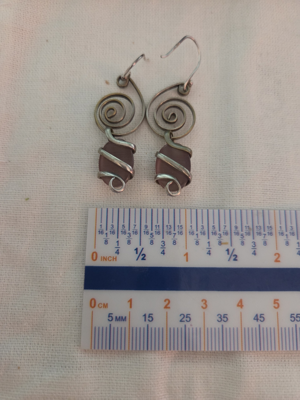 Handcrafted Silver Wire Wrapped Lavender Sea Glass Earrings